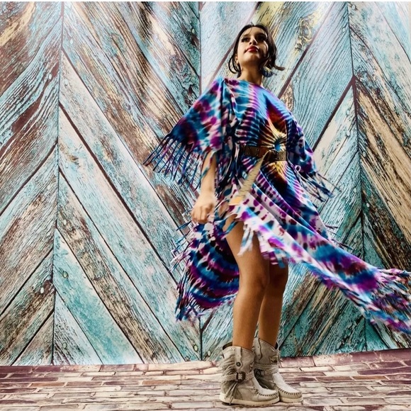 Boho Tie Dye Maxi LOA Tunic Top Dress Kaftan - Picture 12 of 12